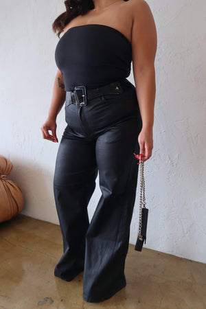 Wide-leg Coated Pants