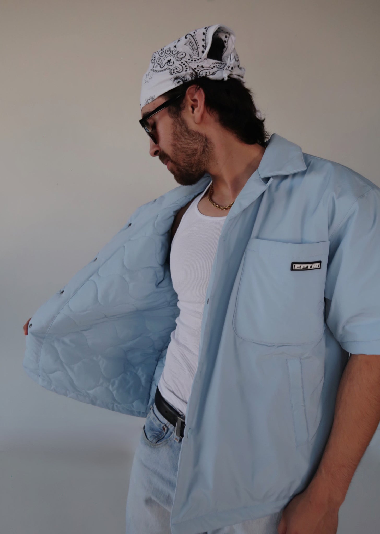 Puffer Utility Shirt- Blue