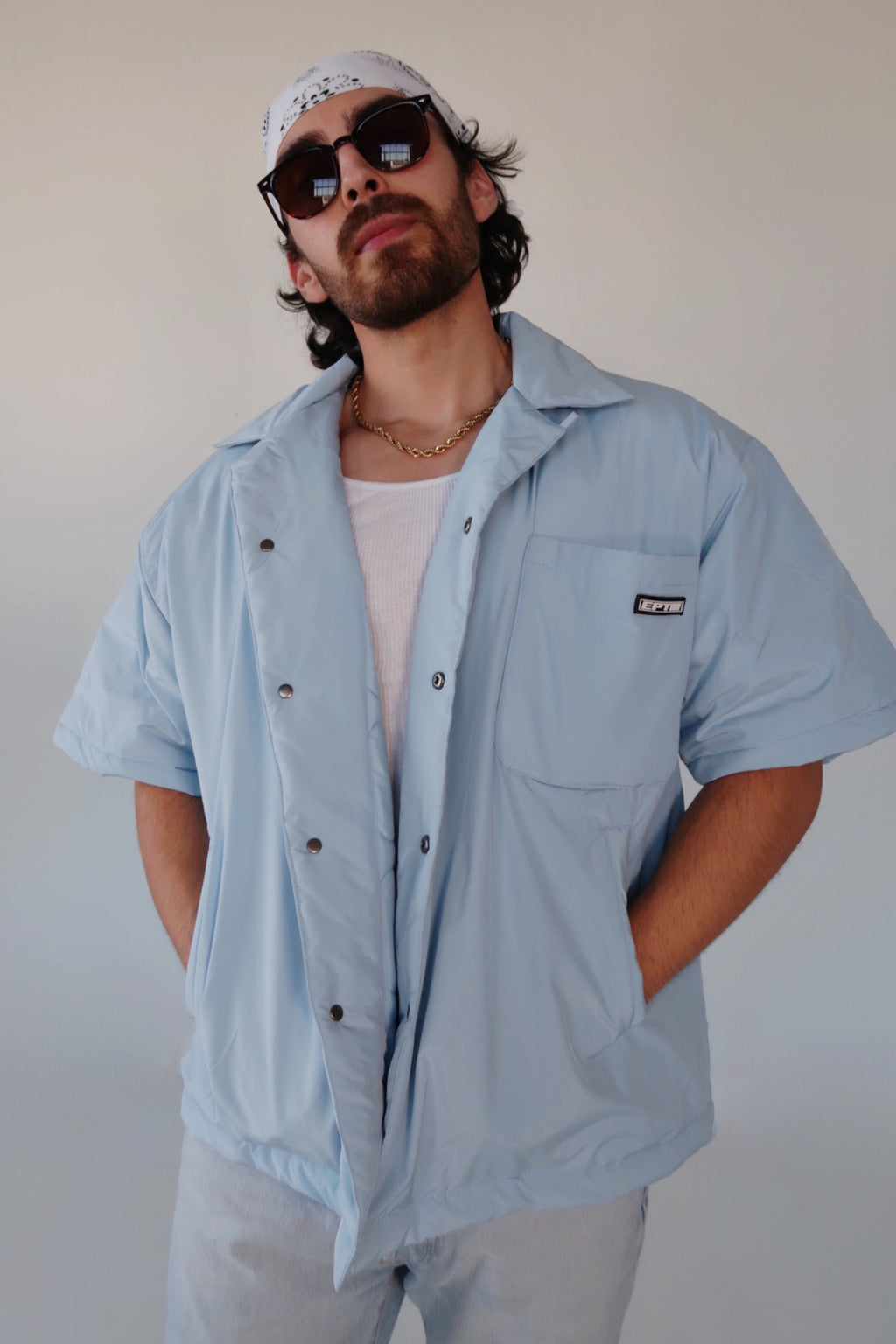 Puffer Utility Shirt- Blue