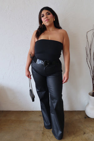 Wide-leg Coated Pants