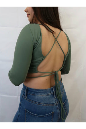 Karina Tie Back Top- Olive