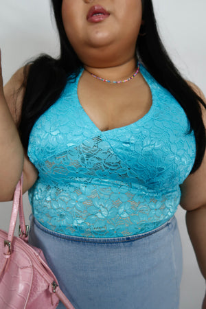 Lace Halter Top - Blue