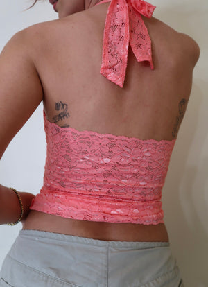 Lace Halter Top - Pink