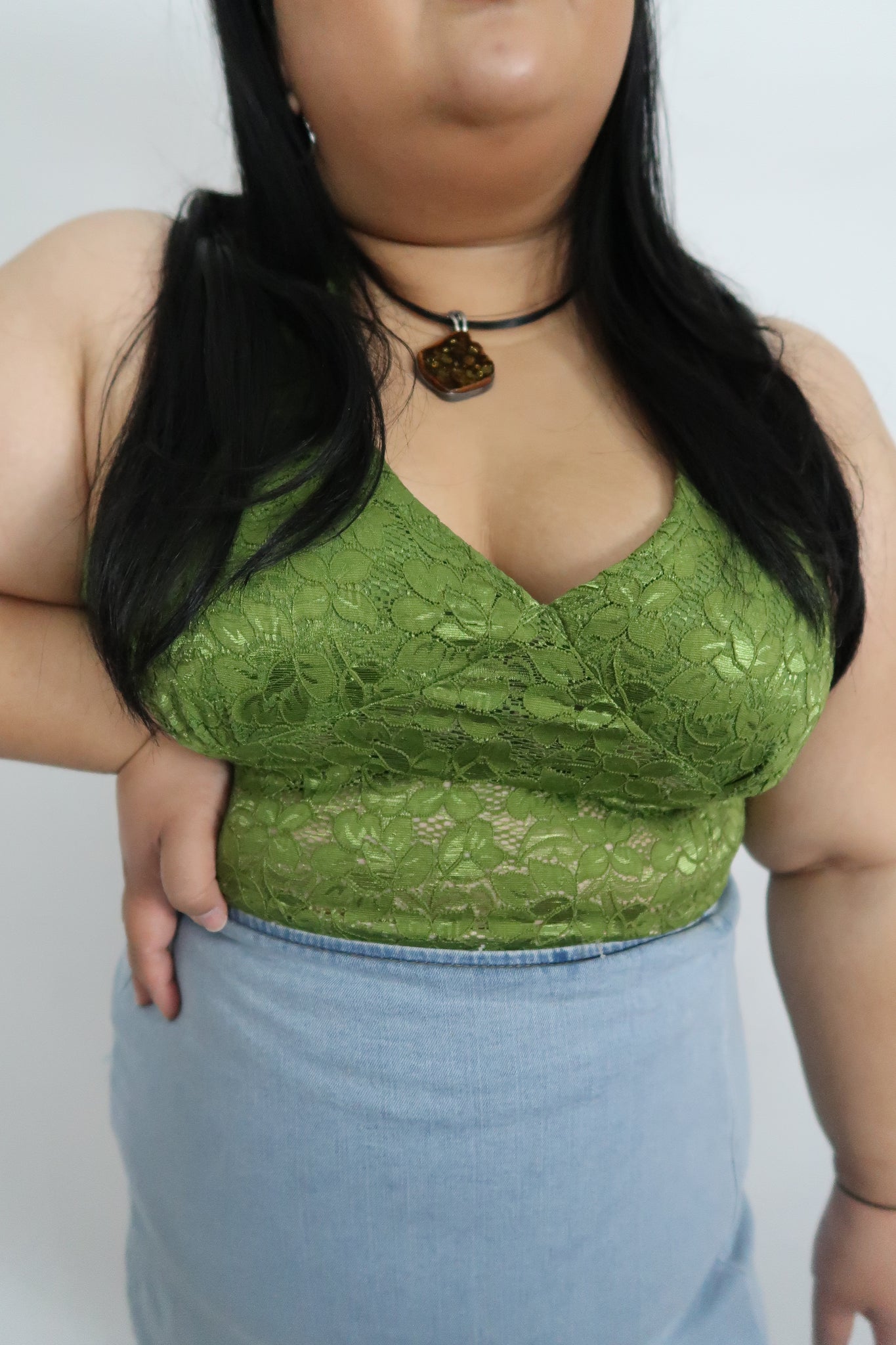 Lace Halter Top - Green