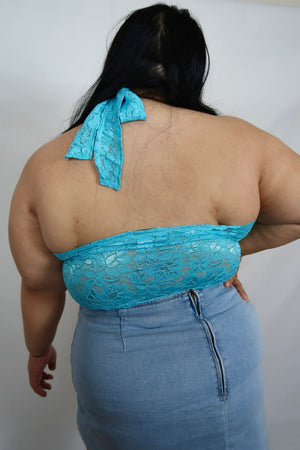 Lace Halter Top - Blue